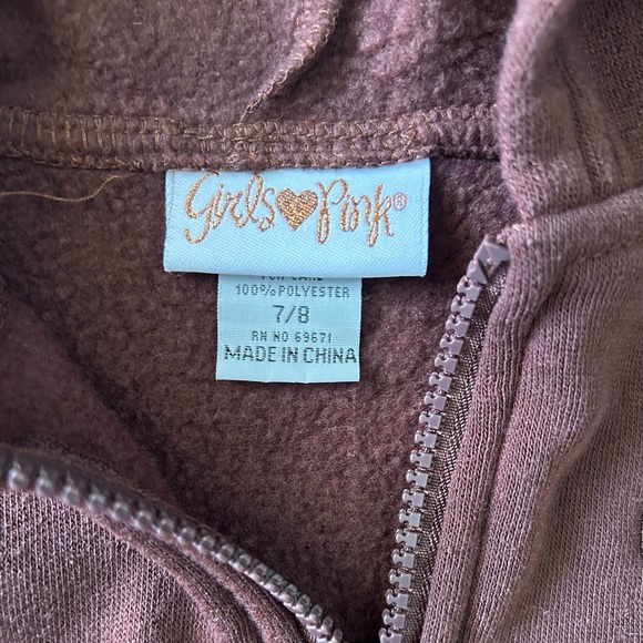 Girls Pink Brown Butterfly Spread Kindness Zip Up Hoodie 🦋 - Picture 4 of 4